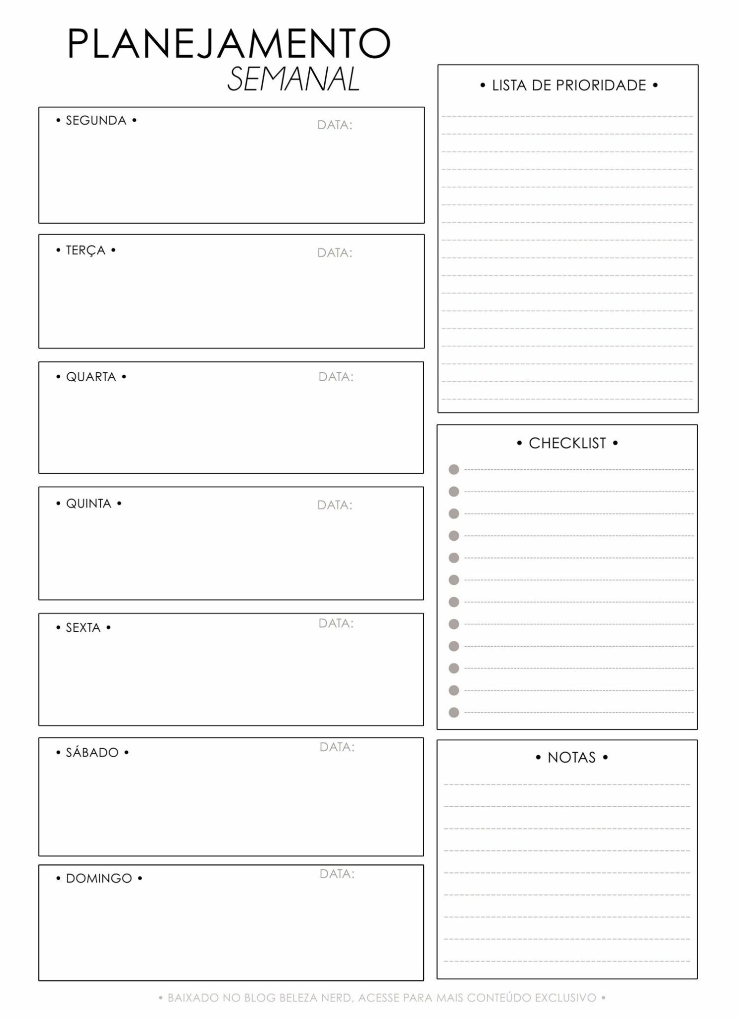 Planner Para Imprimir Modelos Semanais E Mensais Em PDF