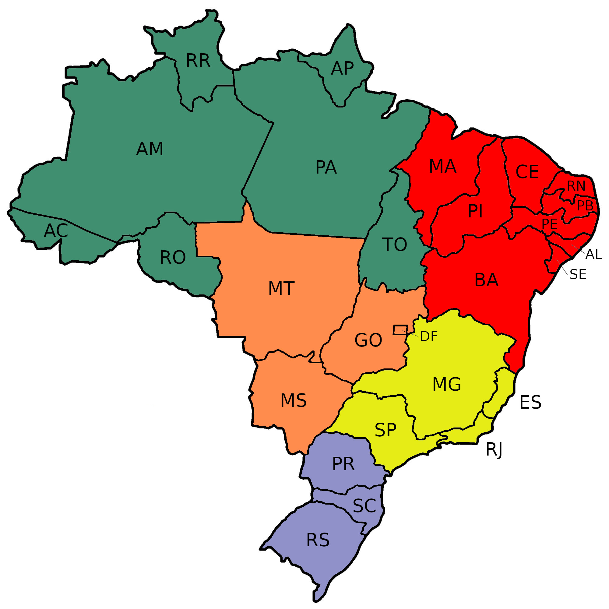 ESTADOS DO BRASIL → Capitais, Estados, Siglas, Dados e Mapas