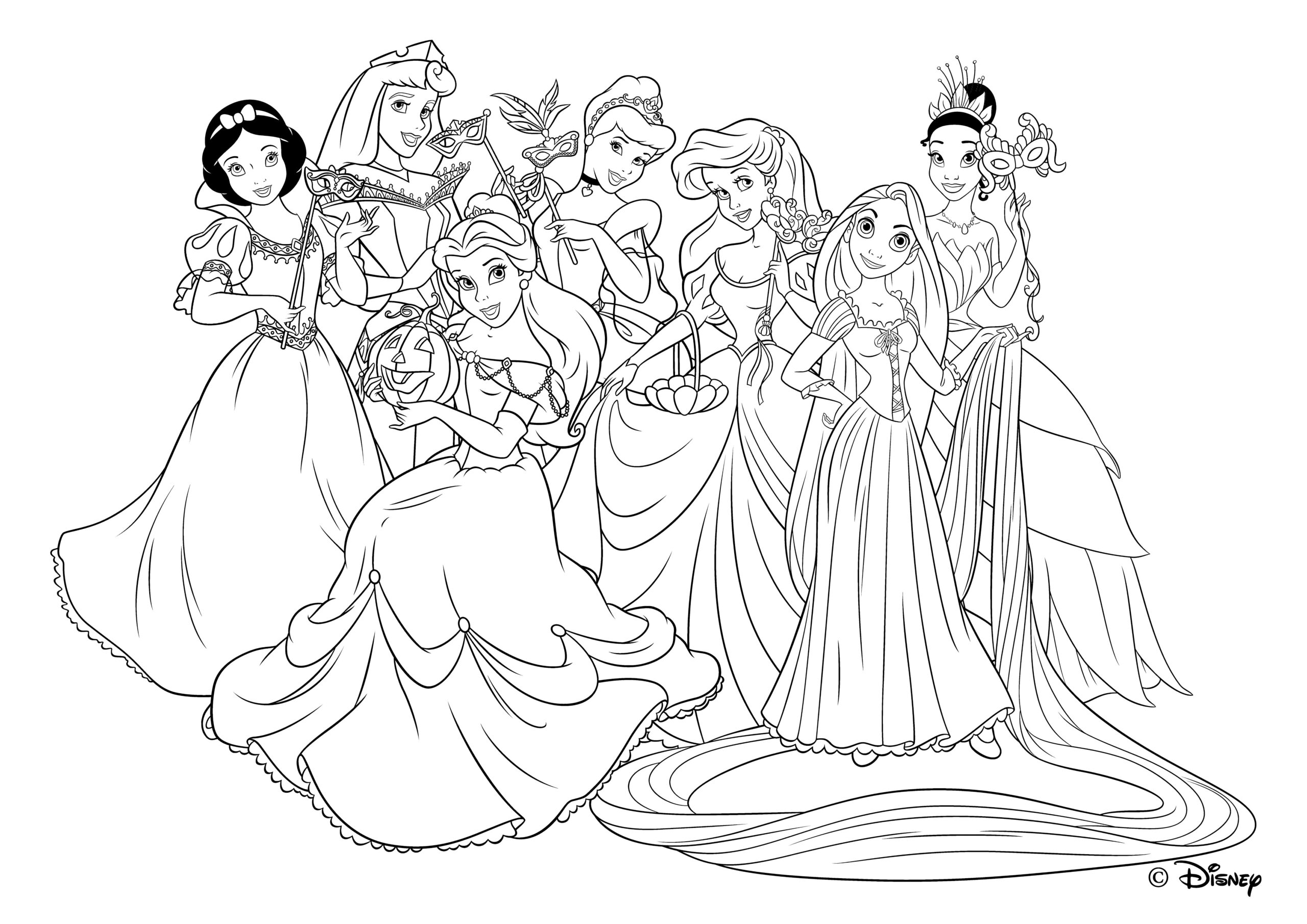 Desenhos de Princesas da Disney para Colorir, Pintar e Imprimir