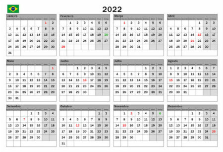 Calendário 2022 para Imprimir