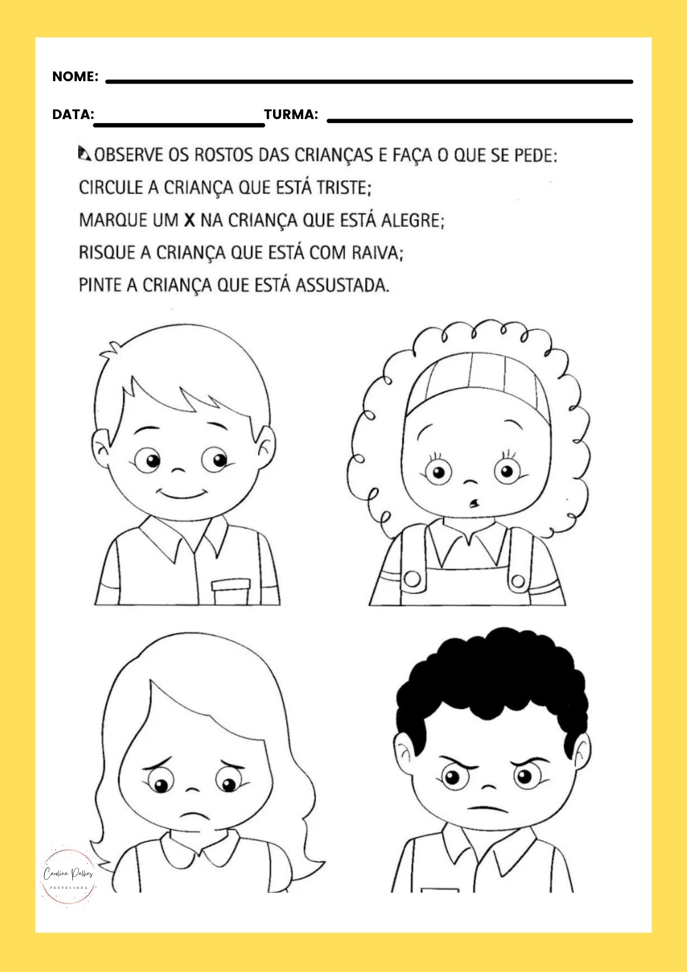 Desenhos para colorir com o tema brincadeiras para o dia das crianças -  Professora Carolina Palhas