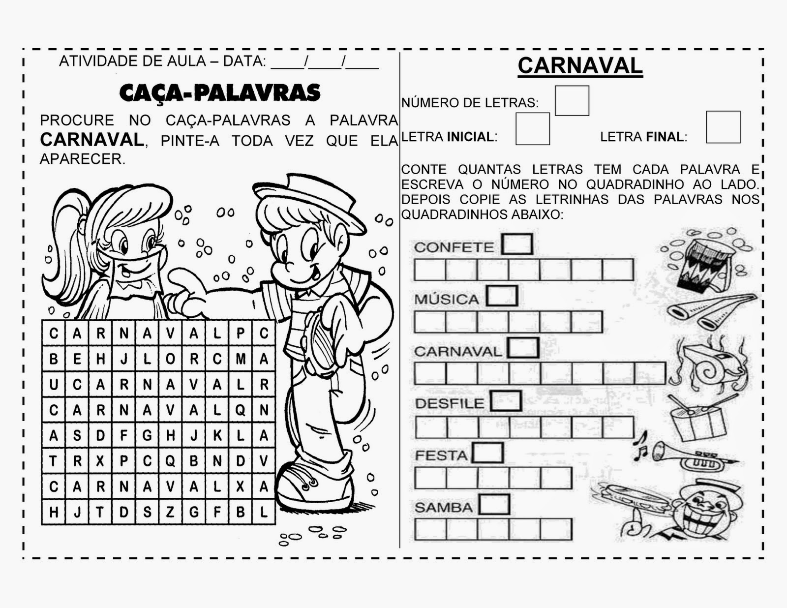 Atividades sobre Carnaval