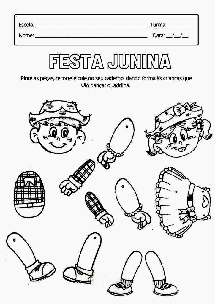 Atividade de Bonequinhos juninos sobre Festa Junina e São João