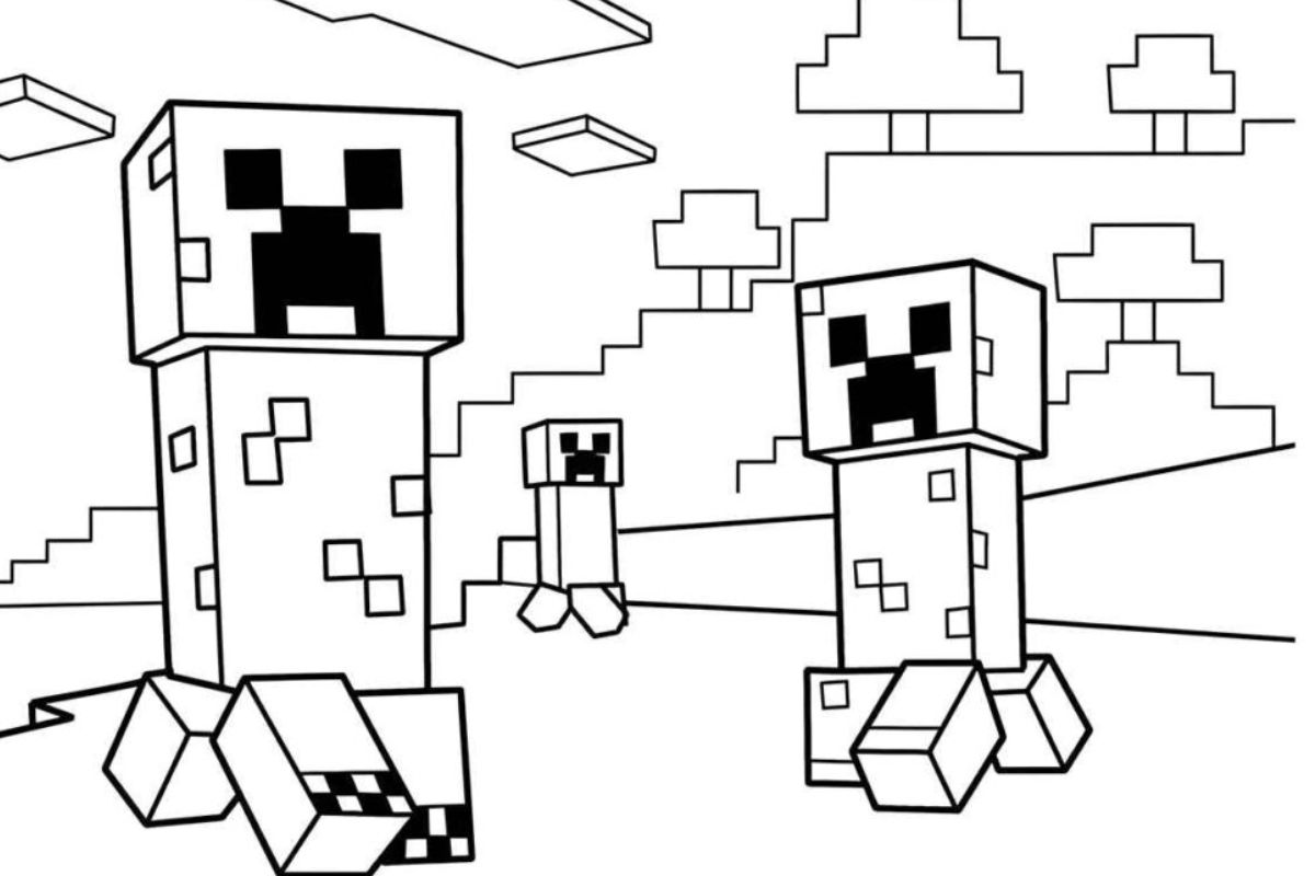 Desenhos de alguns vilões do Minecraft 