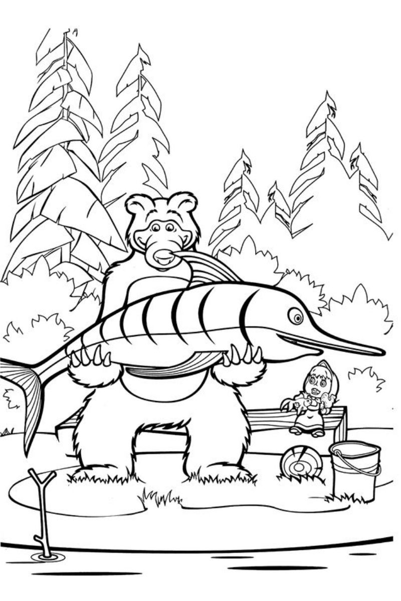 Desenhos Masha e o Urso Para Imprimir e Colorir