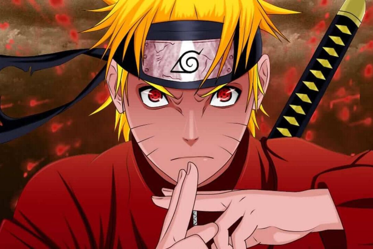 Imagem colorida do Naruto fazendo um Jutso