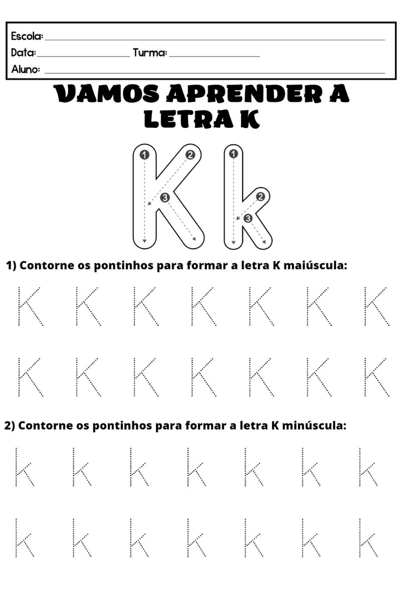 Atividade Letra K para Educação Infantil