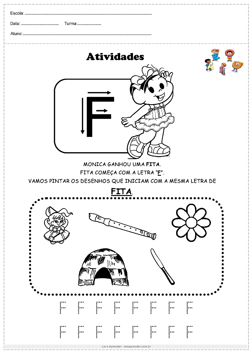 Atividade Letra F para Educação Infantil 